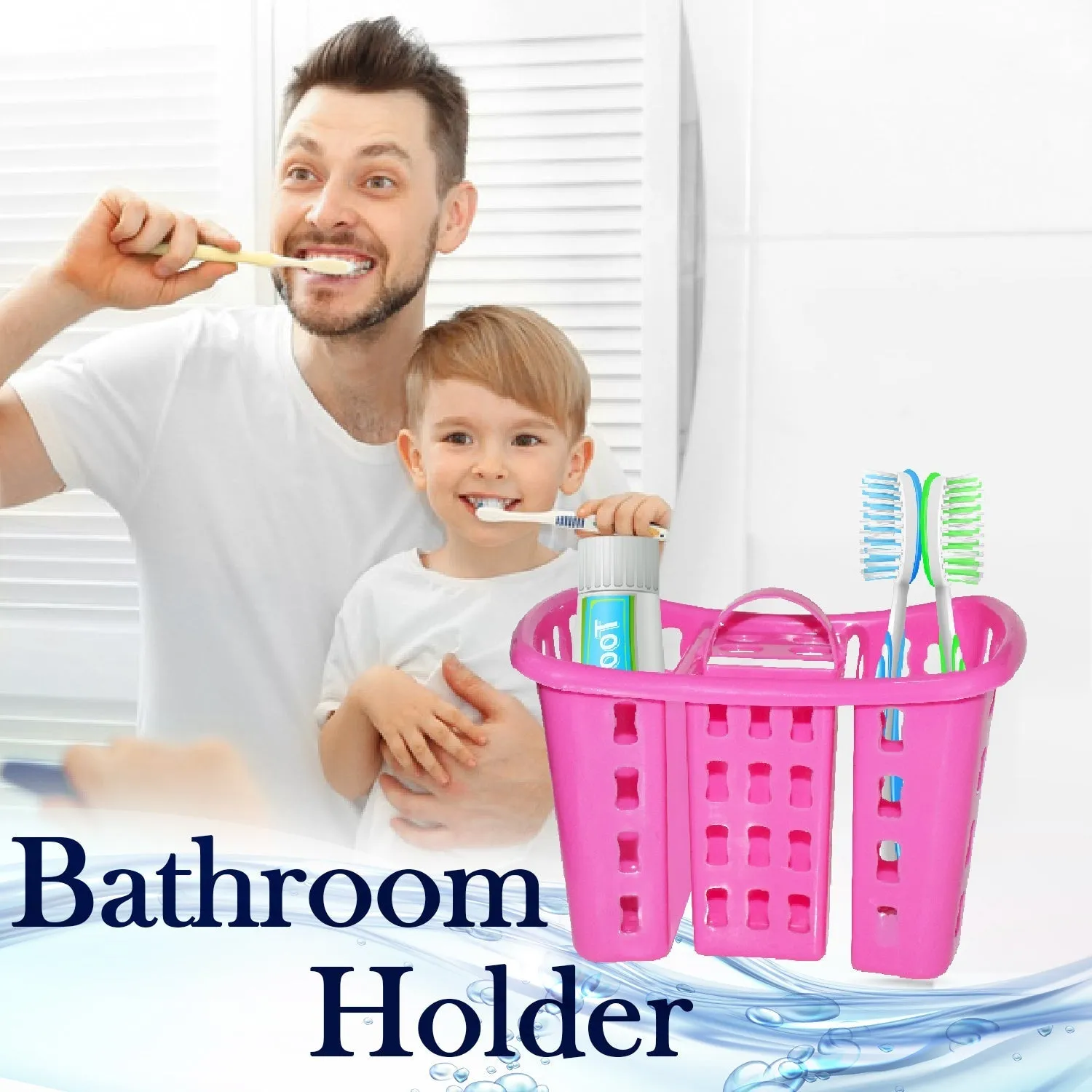 2450 Toothbrush Toothpaste Bathroom Organizer Stand 4-in-1 Holder