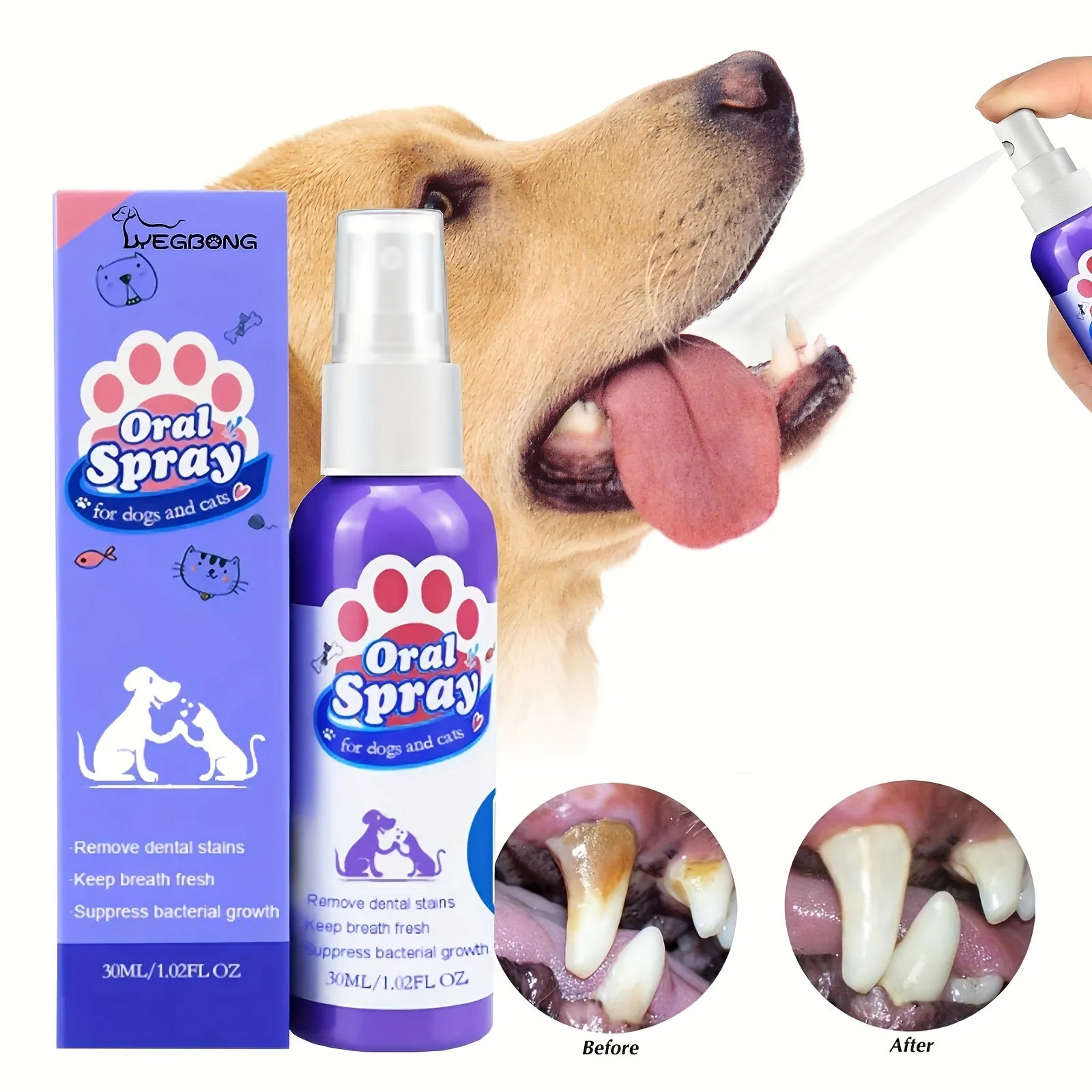 30ml Pet Oral Spray Freshen  Cleanse Your Dogs Breath