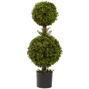 35" Artificial Double Boxwood Topiary - Low Maintenance, Life-Like & Vibrant Silk Trees For Busy People.