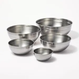 5pc Stainless Steel Non-Slip Mixing Bowls (no lids) Silver - Figmint