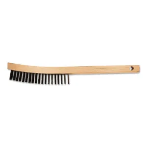 Advance Brush Curved Handle Scratch Brushes, 13 3/4", 4 X 19 Rows, Carbon Stl Wire, Wood Hndle, 85006