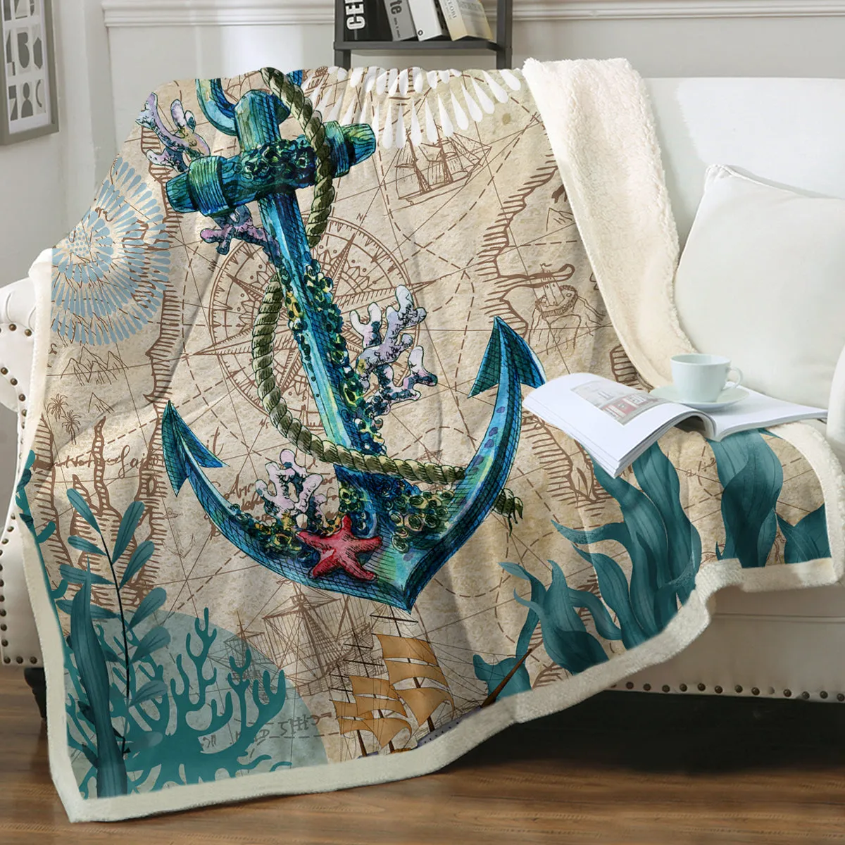 Anchor Love Soft Sherpa Blanket