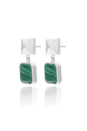 ATHENA DROP EARRINGS GREEN MALACHITE/SILVER