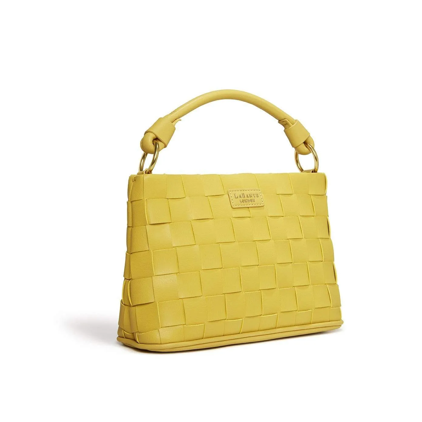 Baby Bella Woven Vegan Leather Crossbody Bag | Mustard