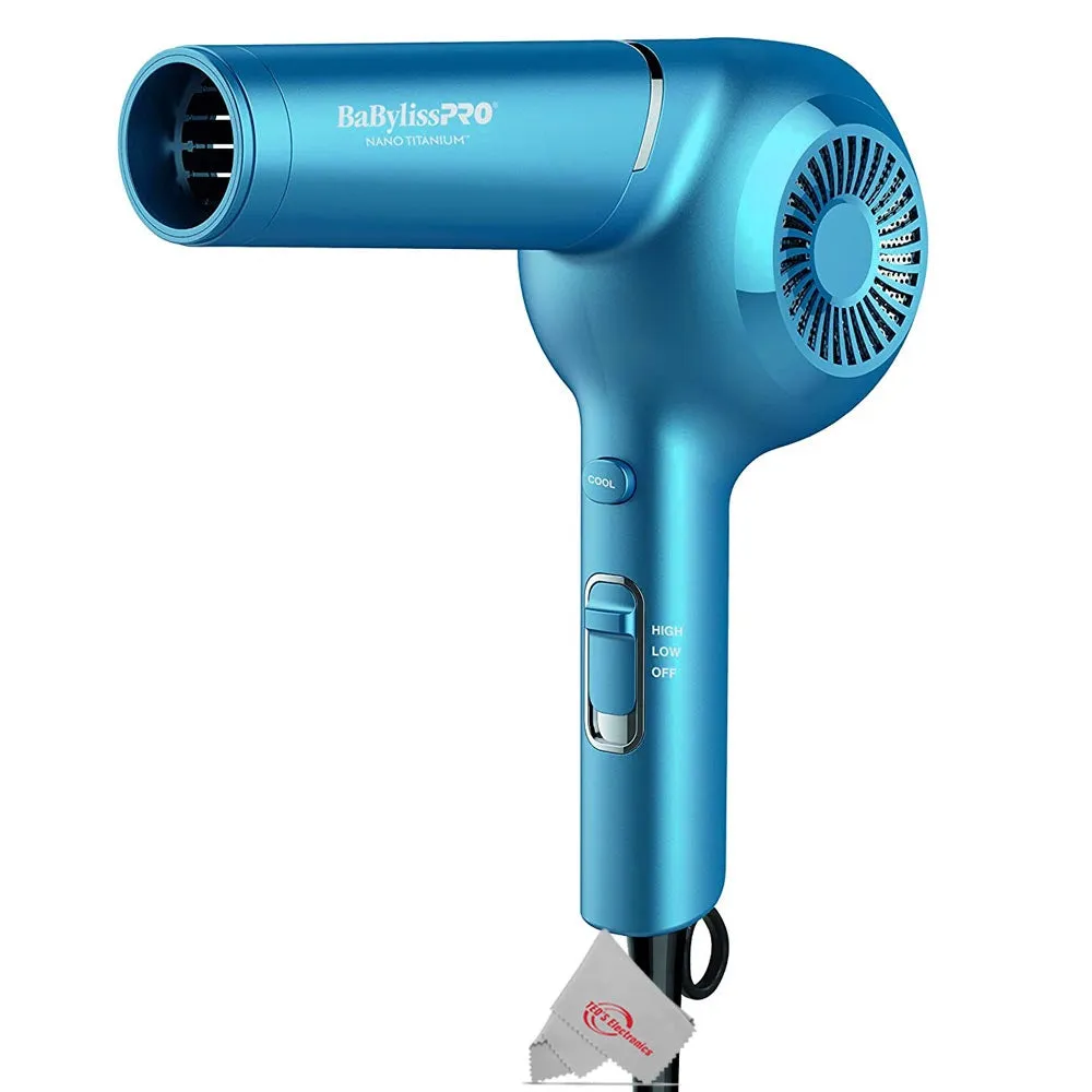 BaBylissPRO Nano Titanium 1" Ultra-Thin Straightener & Professional Pistol-Grip Hair Dryer (Blue)