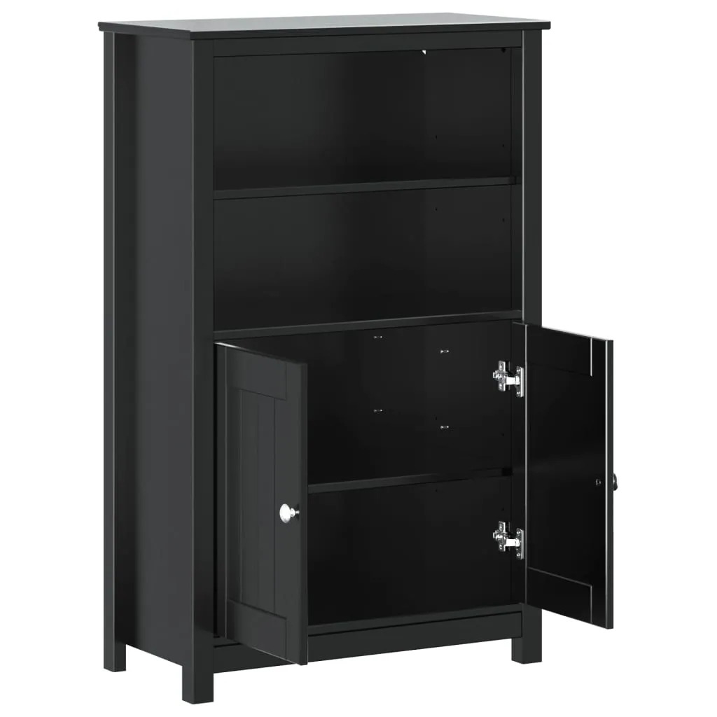 Bathroom Cabinet BERG Black 69.5x34x110 cm Solid Wood Pine