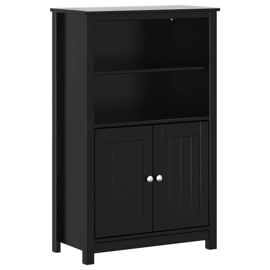 Bathroom Cabinet BERG Black 69.5x34x110 cm Solid Wood Pine