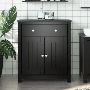 Bathroom Cabinet BERG Black 69.5x34x80 cm Solid Wood Pine