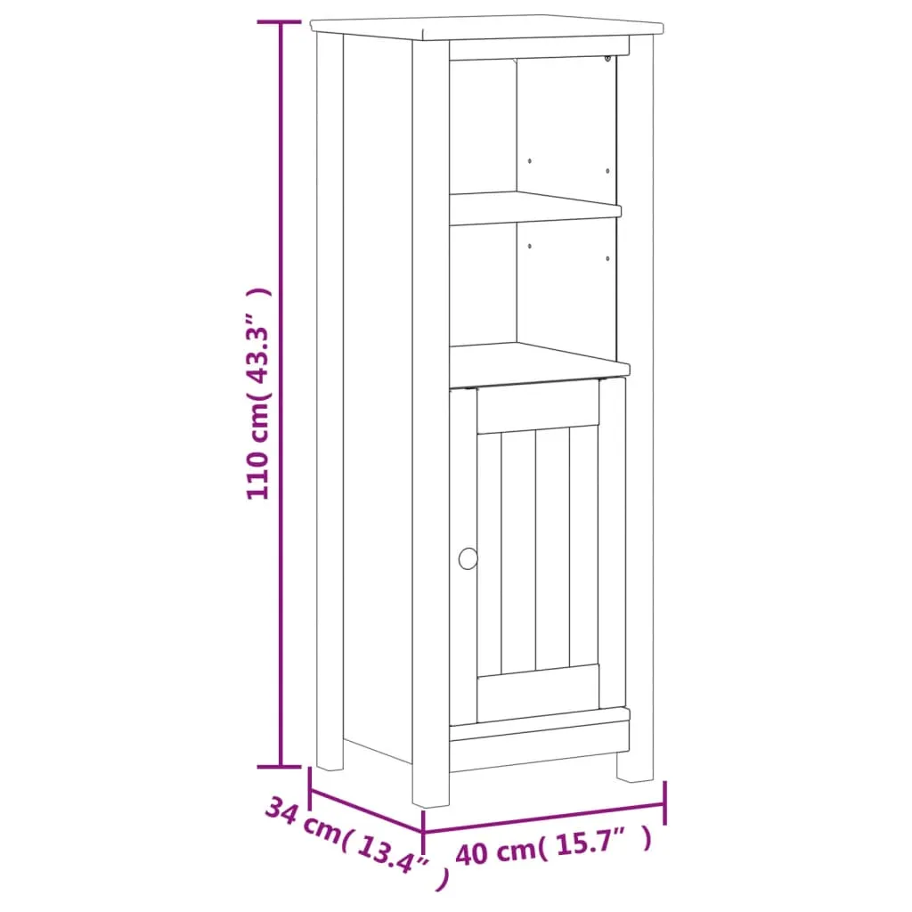 Bathroom Cabinet BERG White 40x34x110 cm Solid Wood Pine