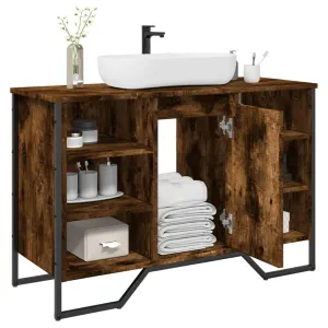 Bathroom Sink Cabinet Smoked Oak 91x35x60 cm Engineered Wood