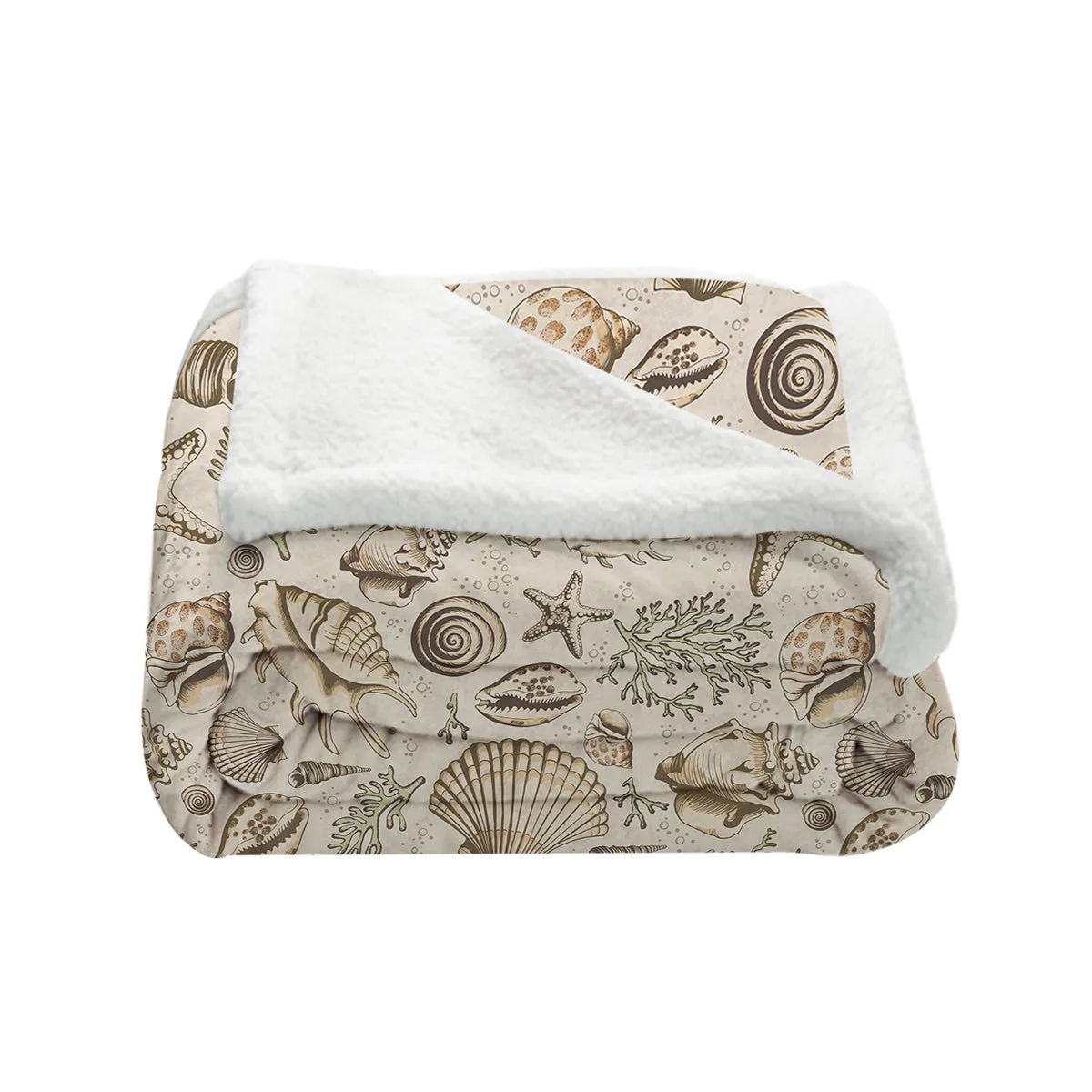 Brown Seashells Soft Sherpa Blanket