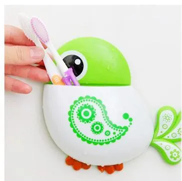 Cartoon Bird Design Suction Cup Toothbrush Toothpaste Holder