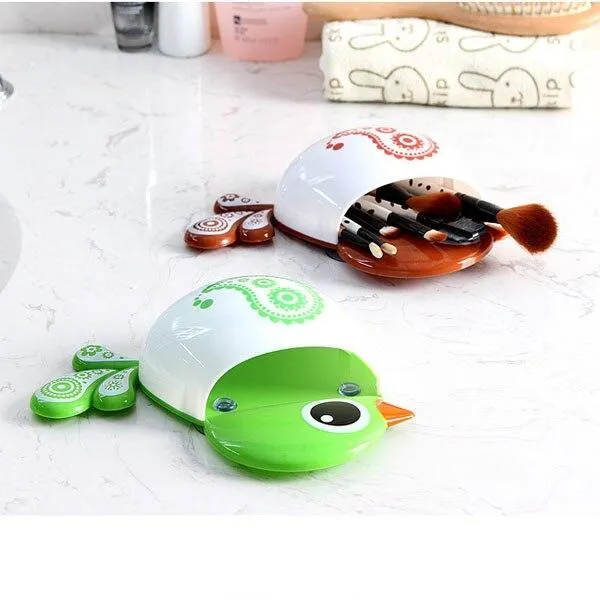 Cartoon Bird Design Suction Cup Toothbrush Toothpaste Holder