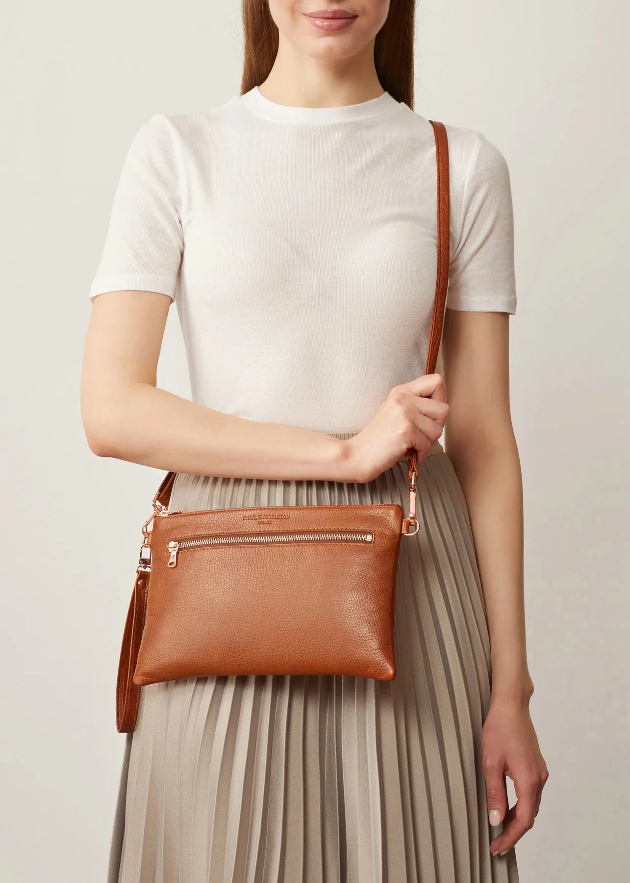 CHARLIE MIDDLETON - CEDAR DUAL ZIP CROSSBODY - ROSE GOLD