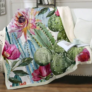 Colourful Cacti Soft Sherpa Blanket