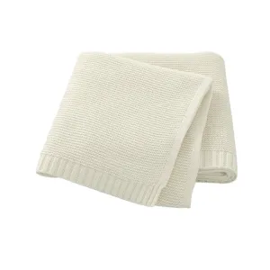 Cream Knitted Cotton Blanket