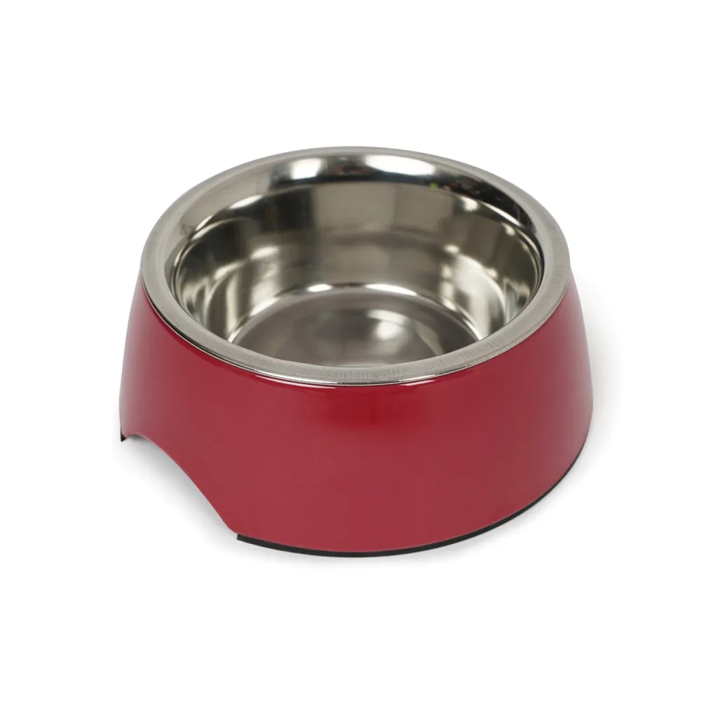 Dear Pet Curve Cut Dog Bowl in Maroon