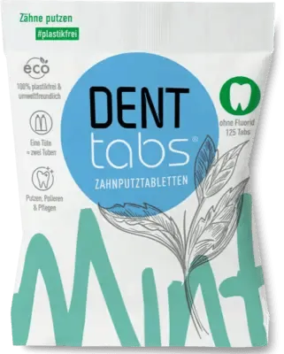 DENTTABS toothpaste tablets stevia-mint or fluoride