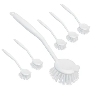 Dish Brush with Scraper, w/ Non-Scratch Bristles - 6 Pack