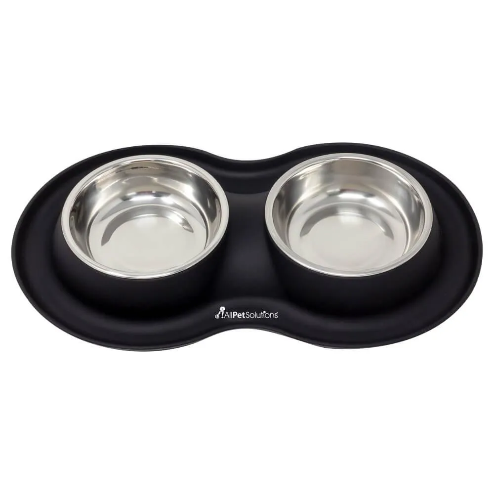 Double Bowl Cat Dog Feeder - Black - S/L/XL