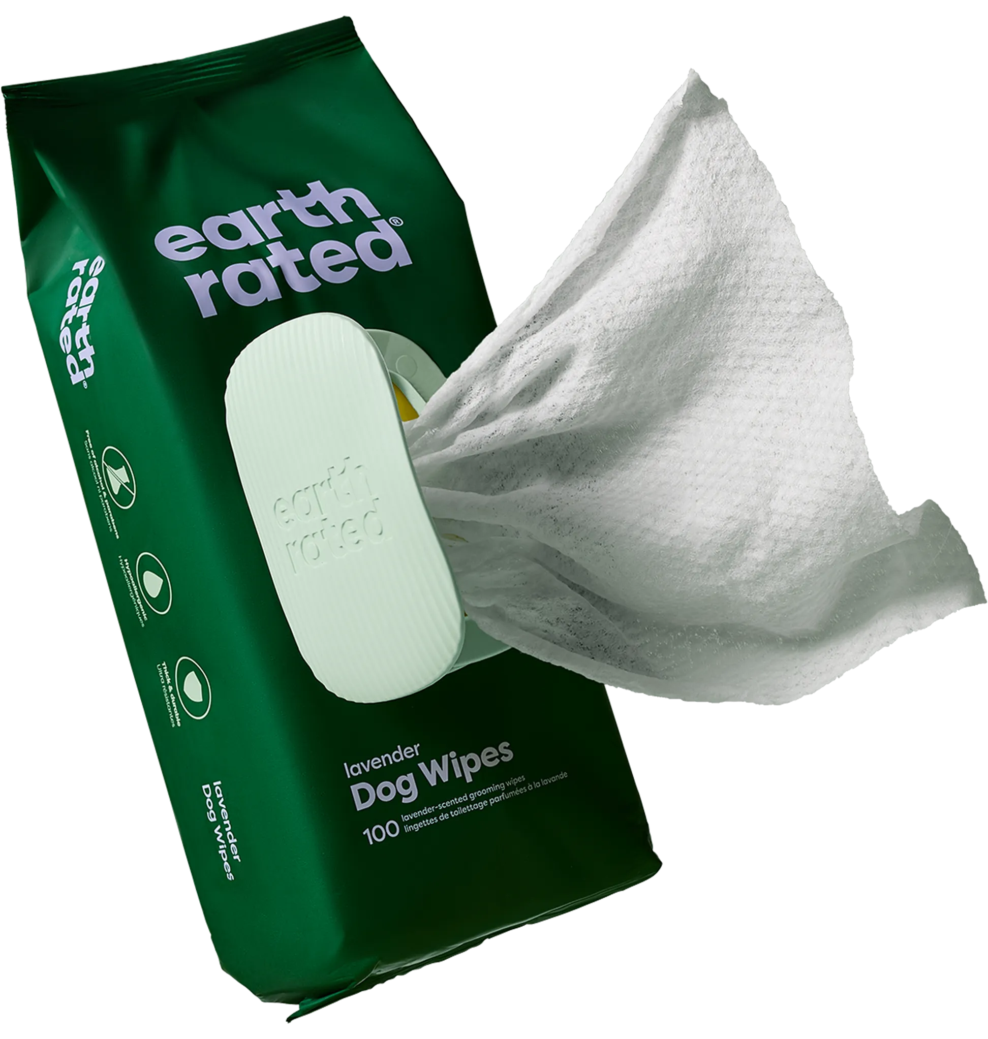 Earth Rated Unscented Plant-Based Grooming Wipes - 100ct