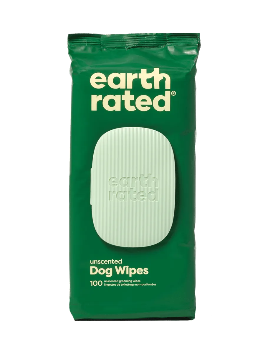 Earth Rated Unscented Plant-Based Grooming Wipes - 100ct