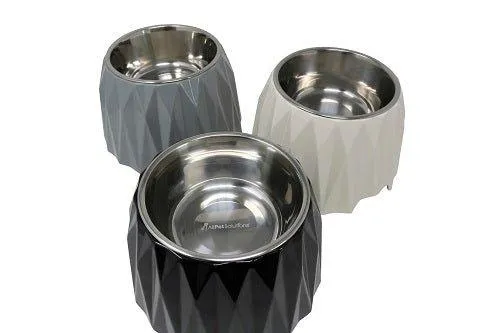 Elevated Diamond Dog Bowl - Dark Grey