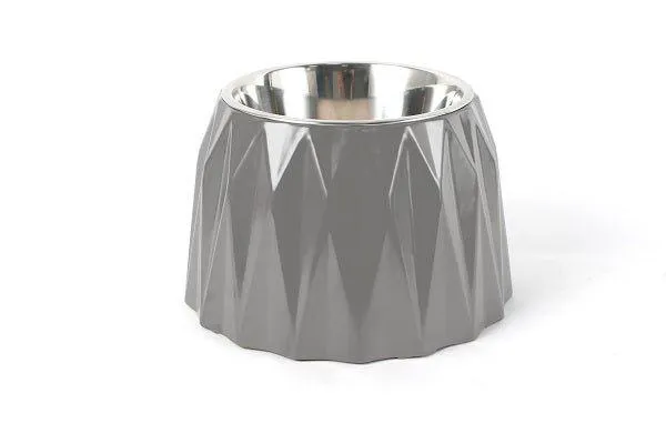 Elevated Diamond Dog Bowl - Dark Grey