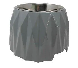 Elevated Diamond Dog Bowl - Dark Grey