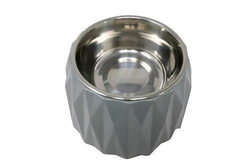 Elevated Diamond Dog Bowl - Dark Grey