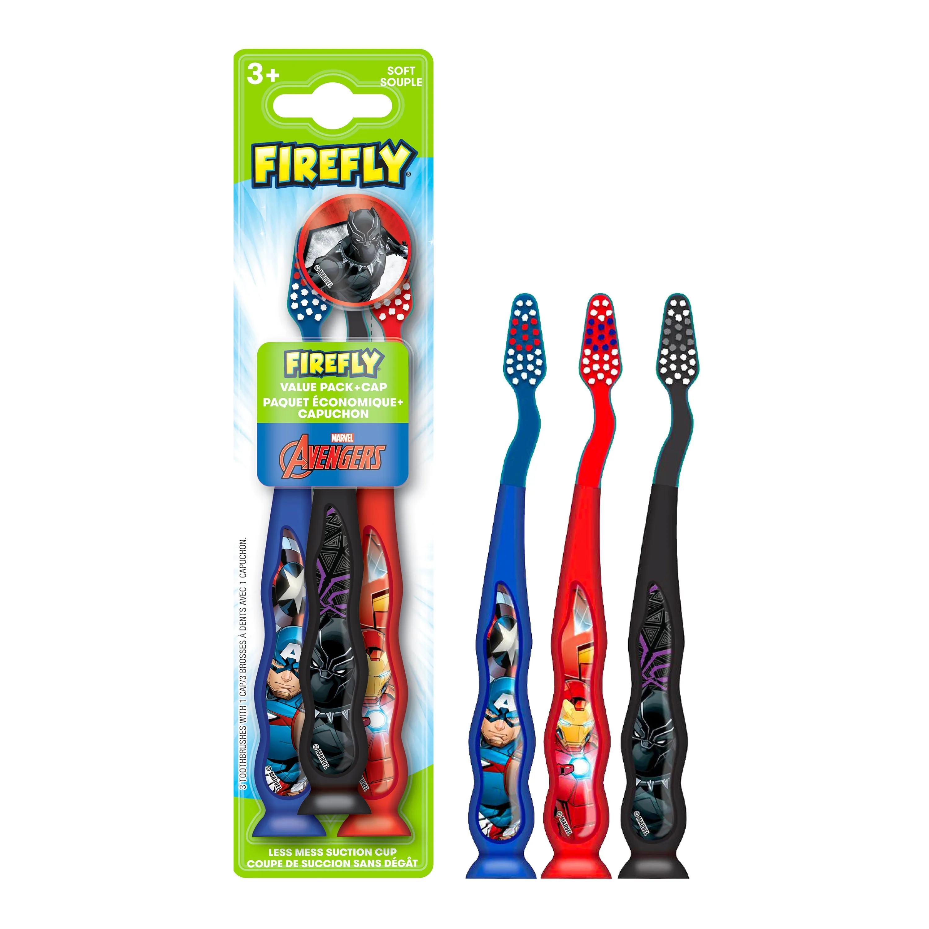 Firefly Kids Avengers Value Pack, Soft Bristled Toothbrushes, Ages 3 , 3 Count