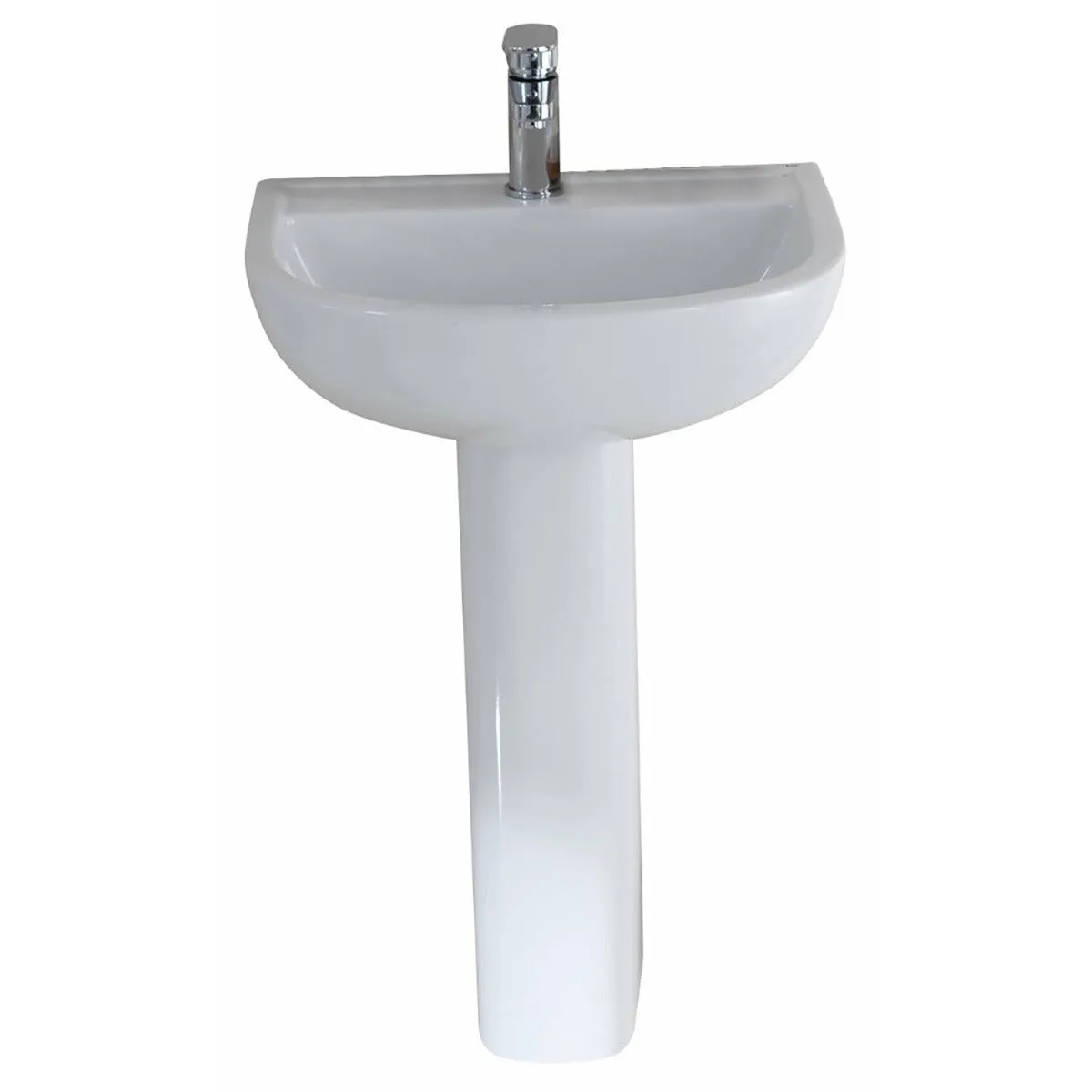 Frontline White Compact Full Pedestal Basin - 1 Tap Hole