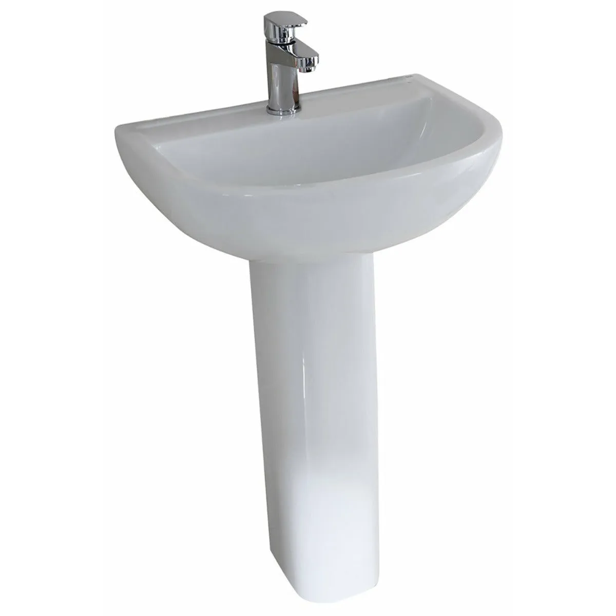 Frontline White Compact Full Pedestal Basin - 1 Tap Hole