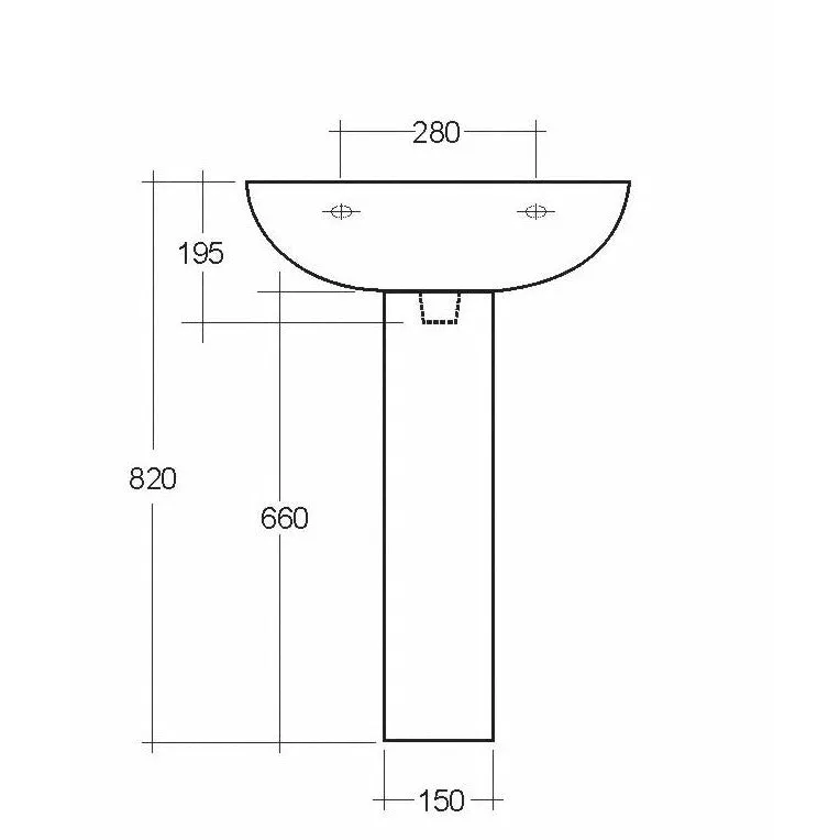 Frontline White Compact Full Pedestal Basin - 1 Tap Hole