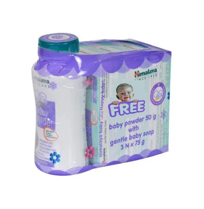 HIMALAYA Gentle Baby Soap, 3x75g   Baby Powder, 50g Free