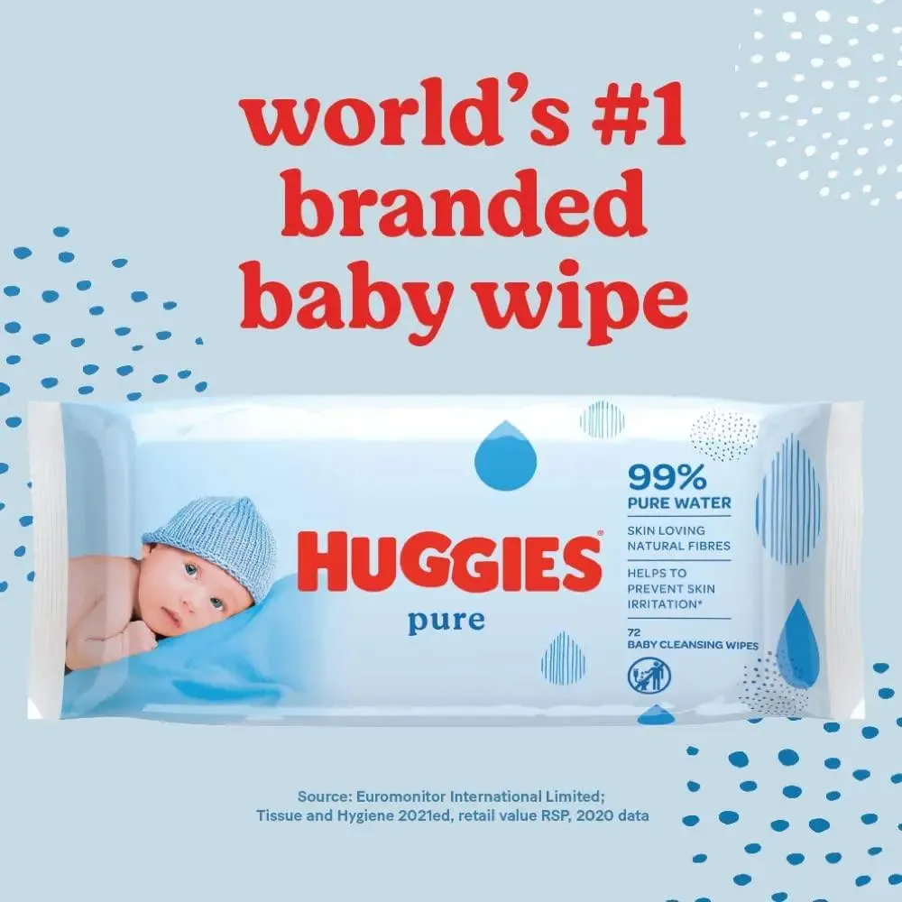 Huggies Pure Baby Wipes - 12 Pack