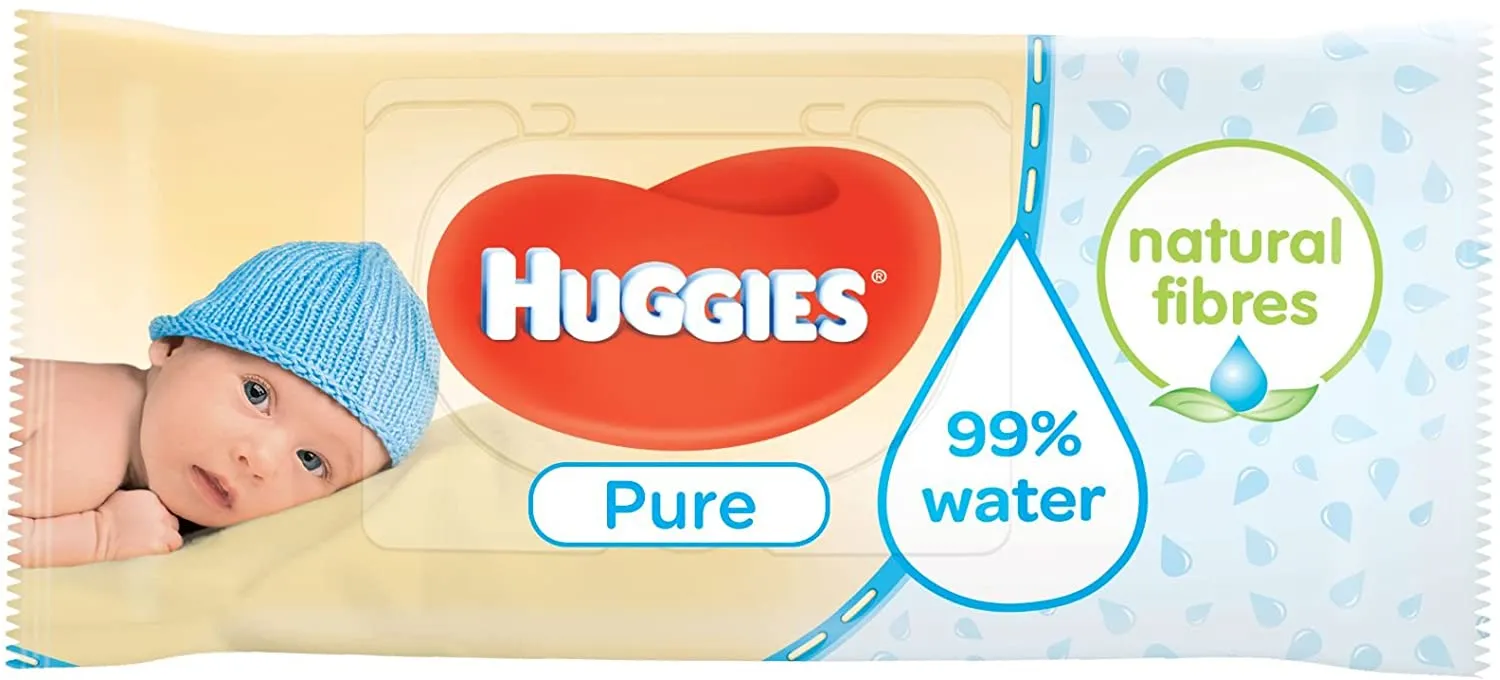 Huggies Pure Baby Wipes Pack of 12 X 56 Wipes - Total 672 Wipes