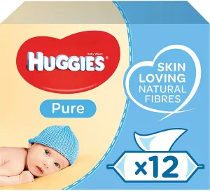 Huggies Pure Baby Wipes Pack of 12 X 56 Wipes - Total 672 Wipes