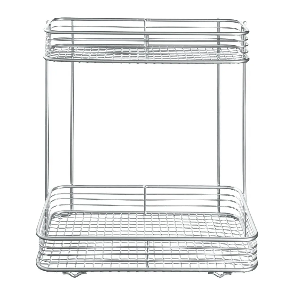 iDesign Vienna 2-Tier Rectangular Shelf in Silver