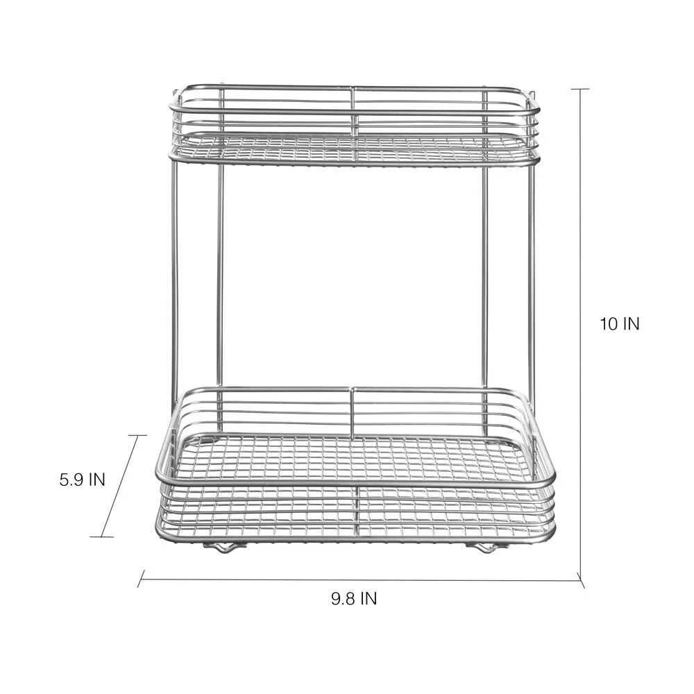 iDesign Vienna 2-Tier Rectangular Shelf in Silver