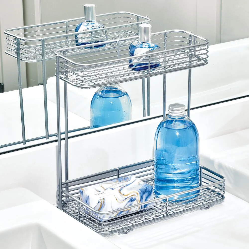 iDesign Vienna 2-Tier Rectangular Shelf in Silver