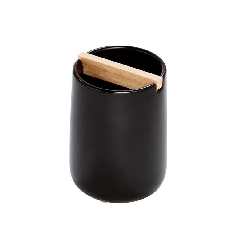 InterDesign Eco Vanity Black Ceramic Toothbrush Holder