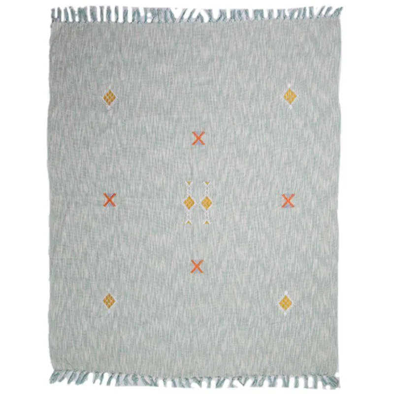 Jade Cotton Slub Tassle Throw - 125cm x 150cm