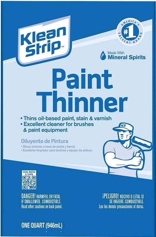 Klean Strip QKPT94003CA Paint Thinner, Liquid, Aromatic Hydrocarbon, Water White, 1 qt, Can :QUART: QUANTITY: 6