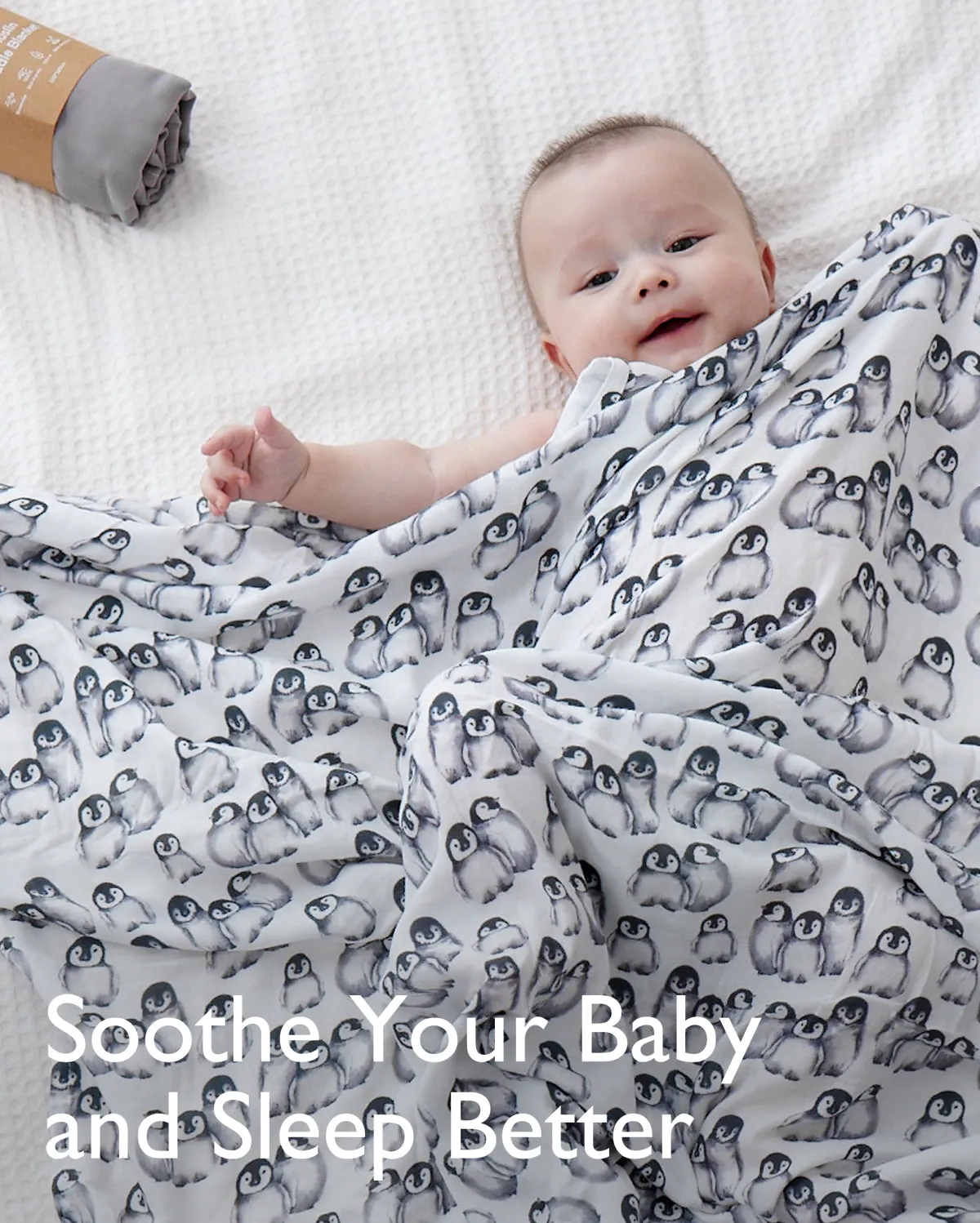 Momcozy Softness Swaddle Blankets - Grey Penguin (2 Pack)