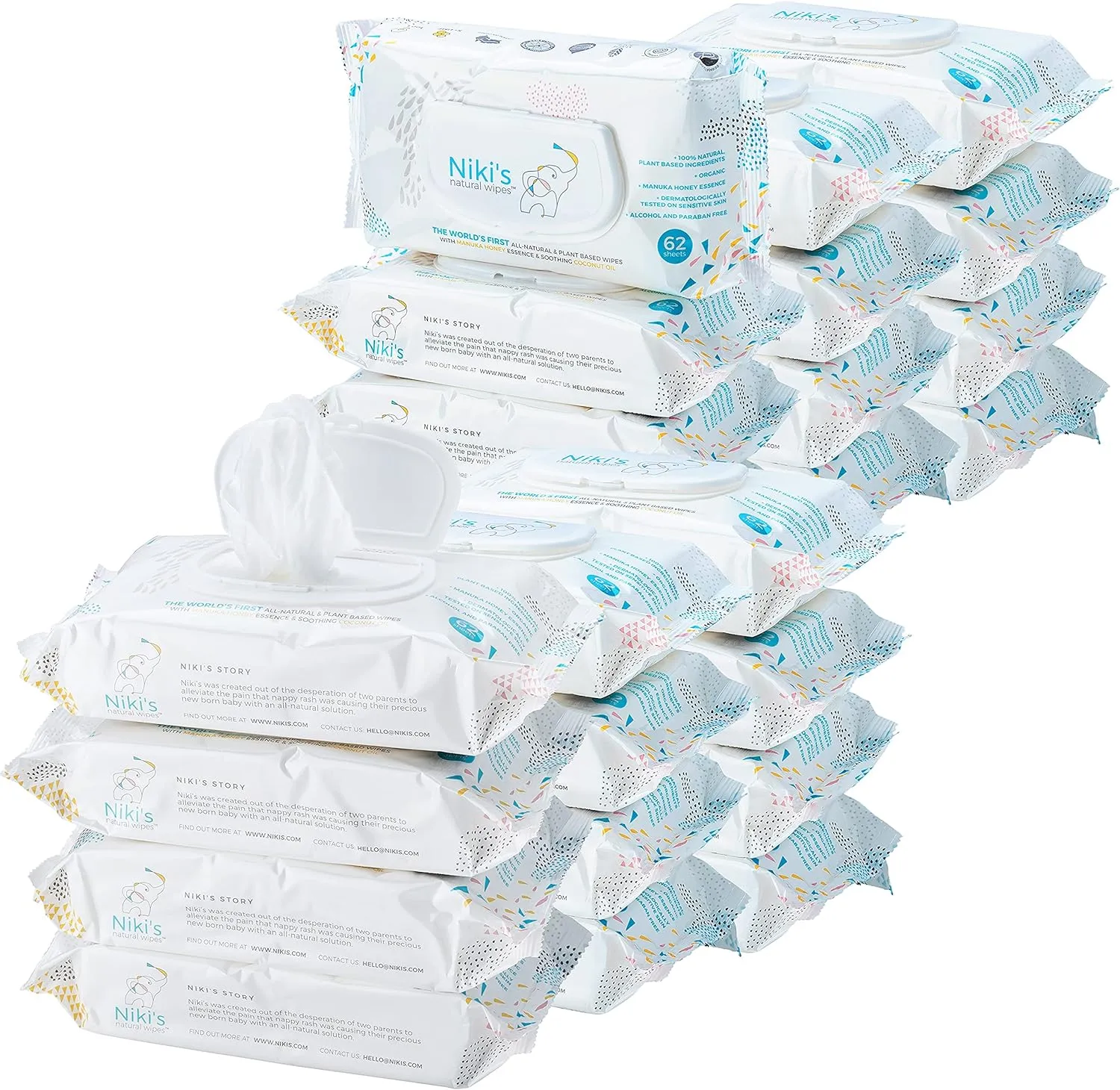 Natural Baby Wipes, Organic Made with Manuka Honey and Coconut Oil, Unscented