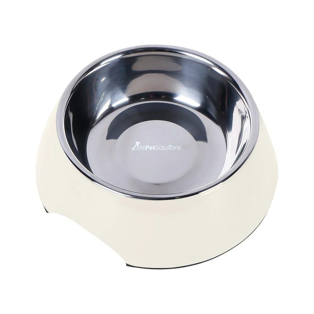 Non Slip Melamine Cat Dog Bowl - Cream White - S/L