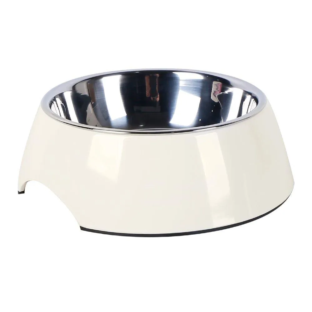 Non Slip Melamine Cat Dog Bowl - Cream White - S/L