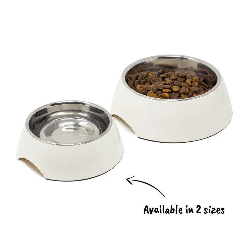 Non Slip Melamine Cat Dog Bowl - Cream White - S/L