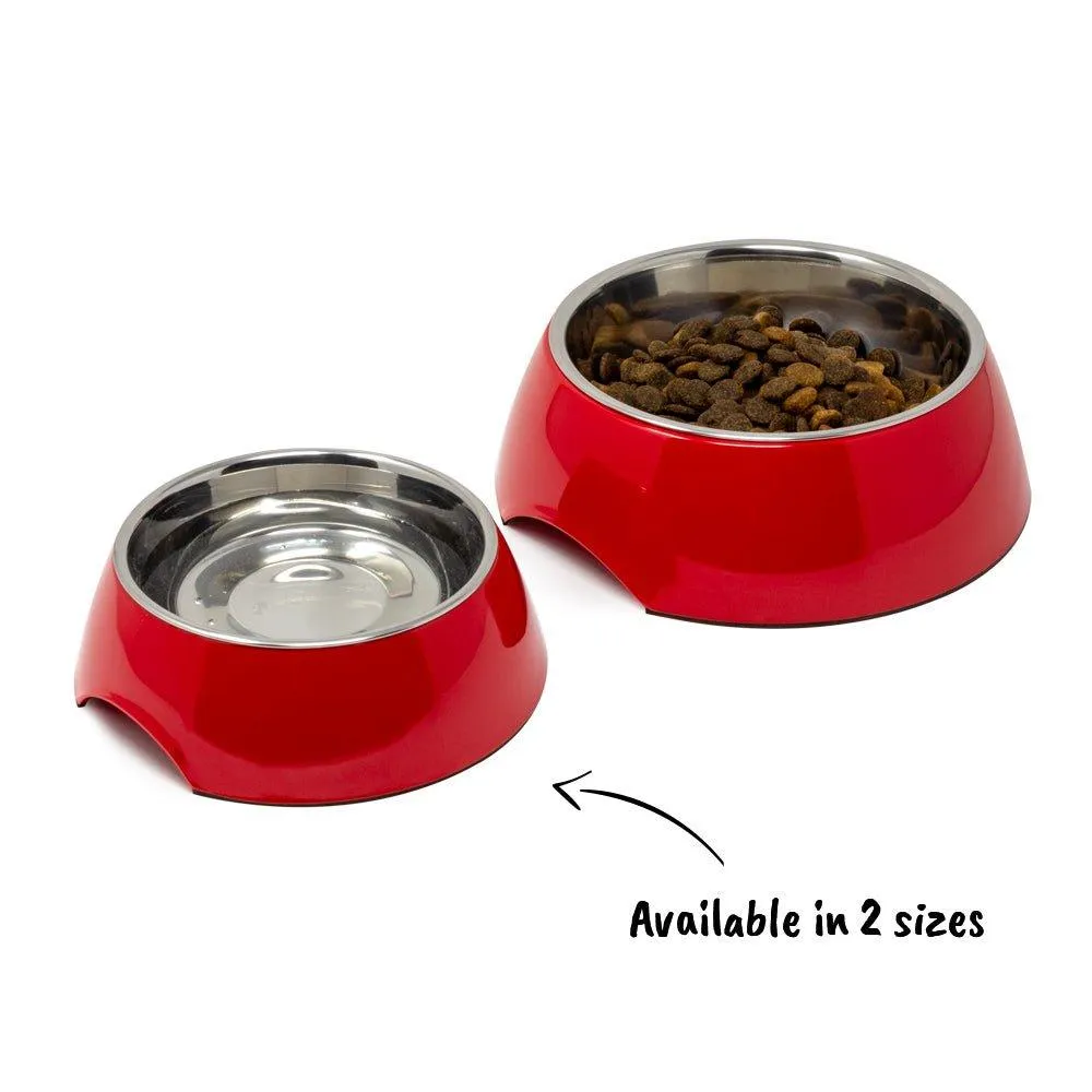 Non Slip Melamine Cat Dog Bowl - Red - S/L